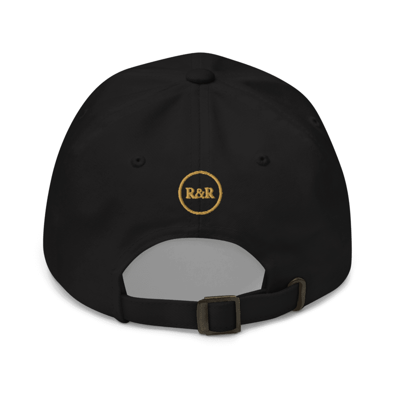 Redeemed Embroidered Hat in Black, back with R&R mark