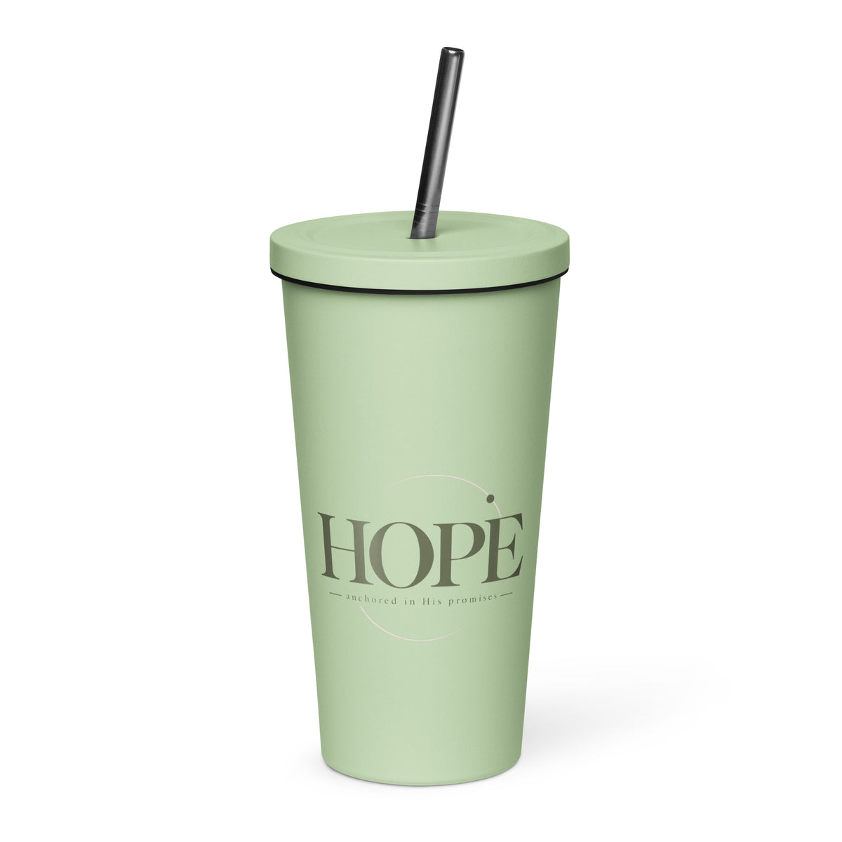 Hope — Anchored in His Promises Tumbler in Mint, 20 oz, Front
