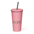 Hope — Anchored in His Promises Tumbler in Pink, 20 oz, Front