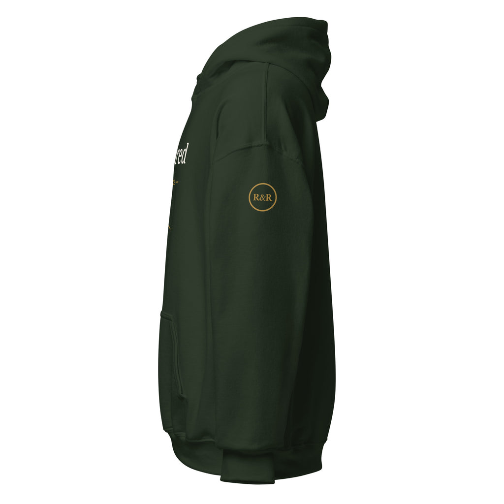 Restored — Made Whole Hoodie in Forest Green, left sleeve view