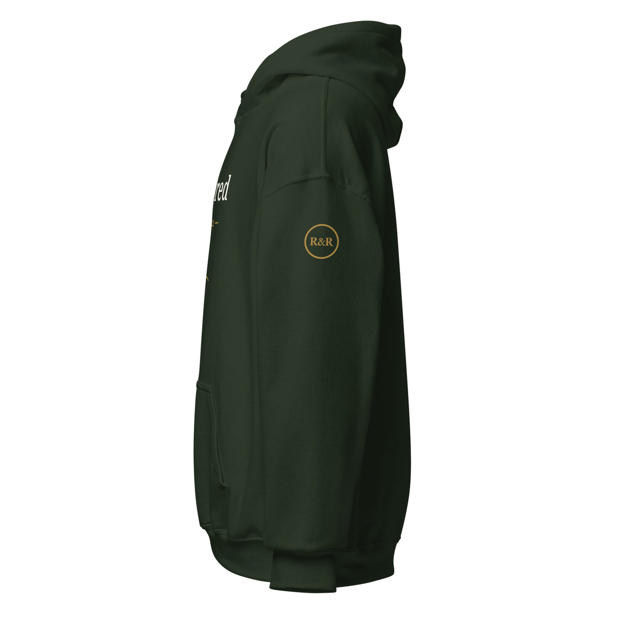Restored — Made Whole Hoodie in Forest Green, left sleeve view