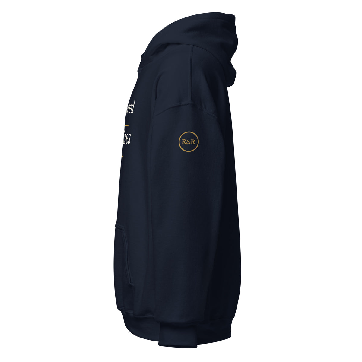 Hope — Anchored in His Promises Hoodie in Navy, left sleeve view