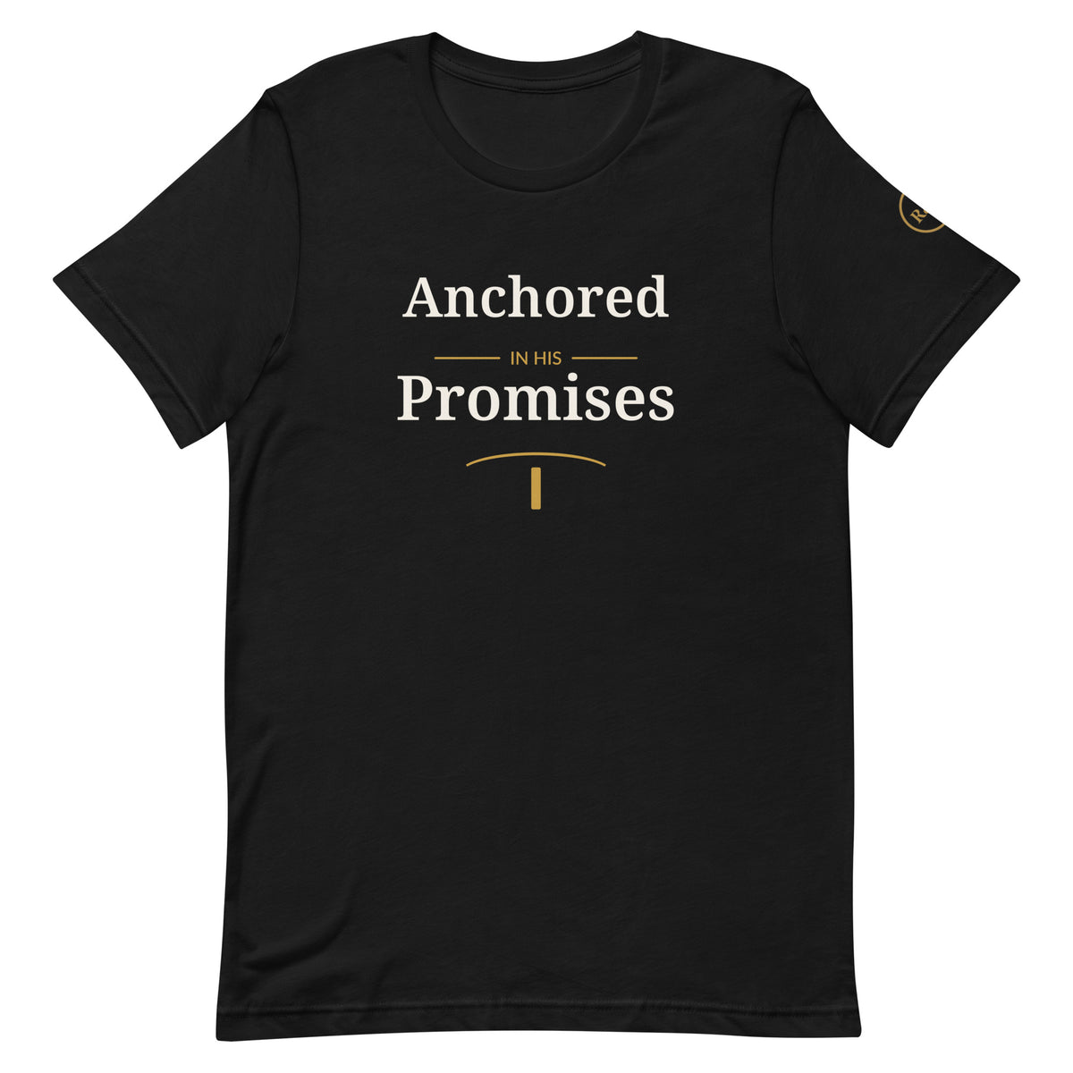 Hope — Anchored in His Promises Tee in Black, front view