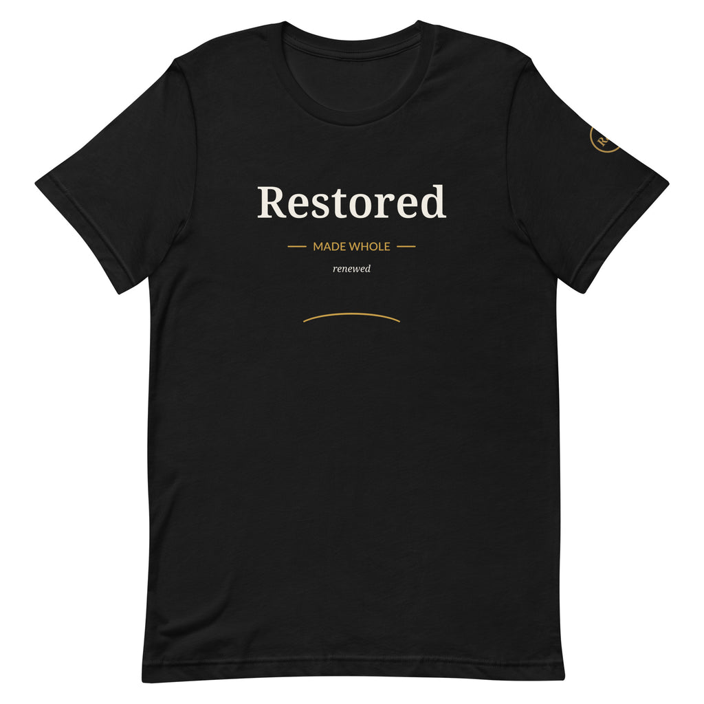 Restored — Made Whole Tee in Black, front view