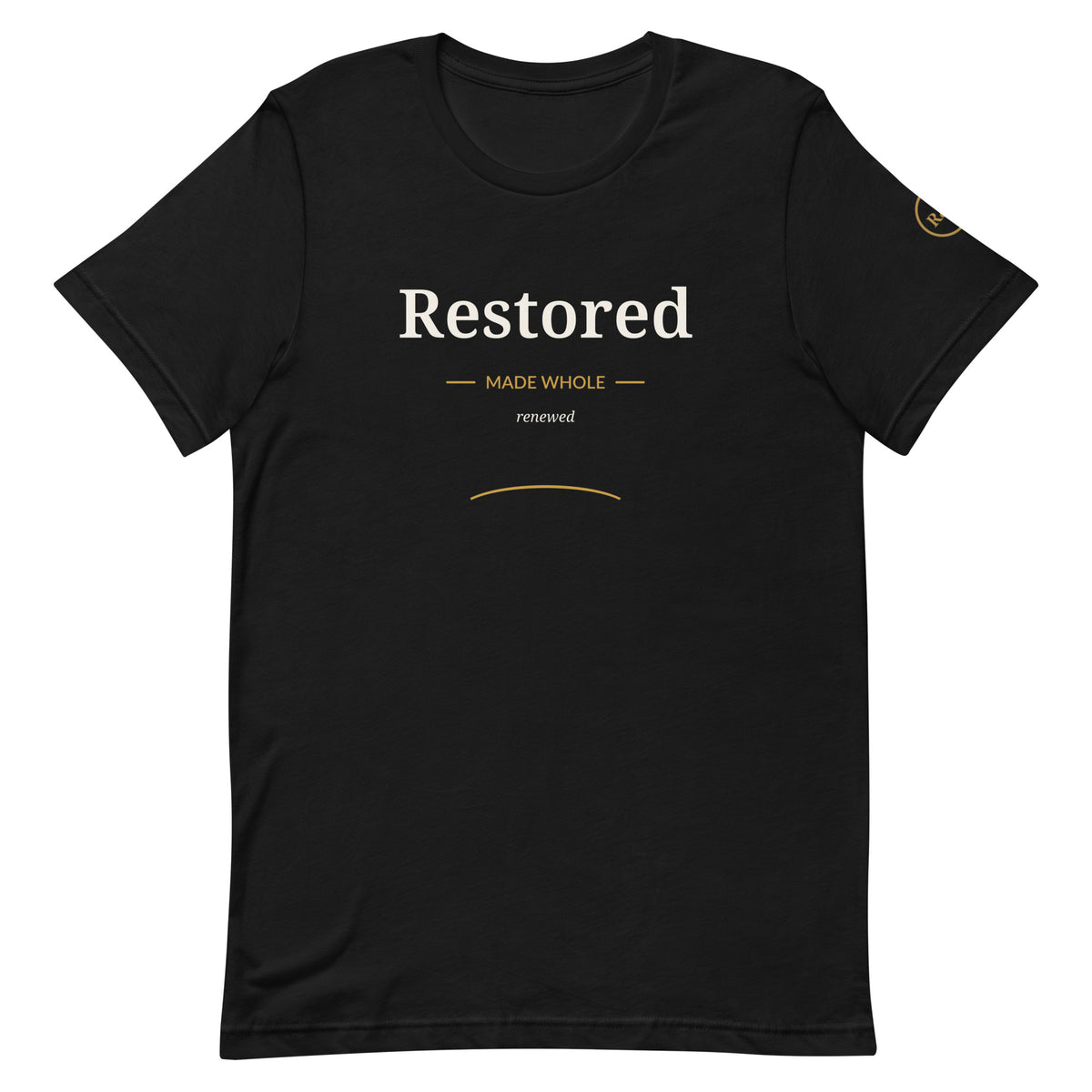 Restored — Made Whole Tee in Black, front view