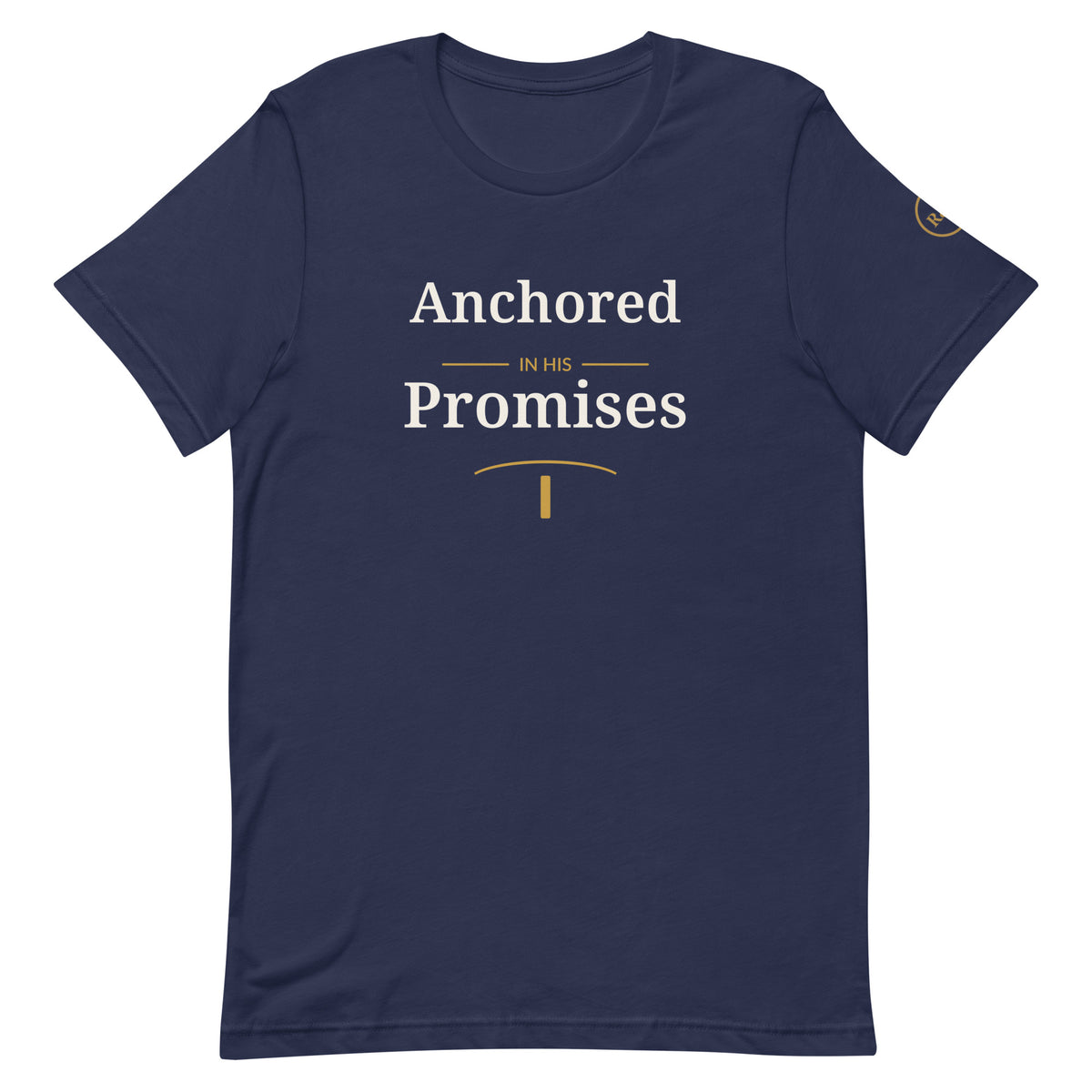 Hope — Anchored in His Promises Tee in Navy, front view