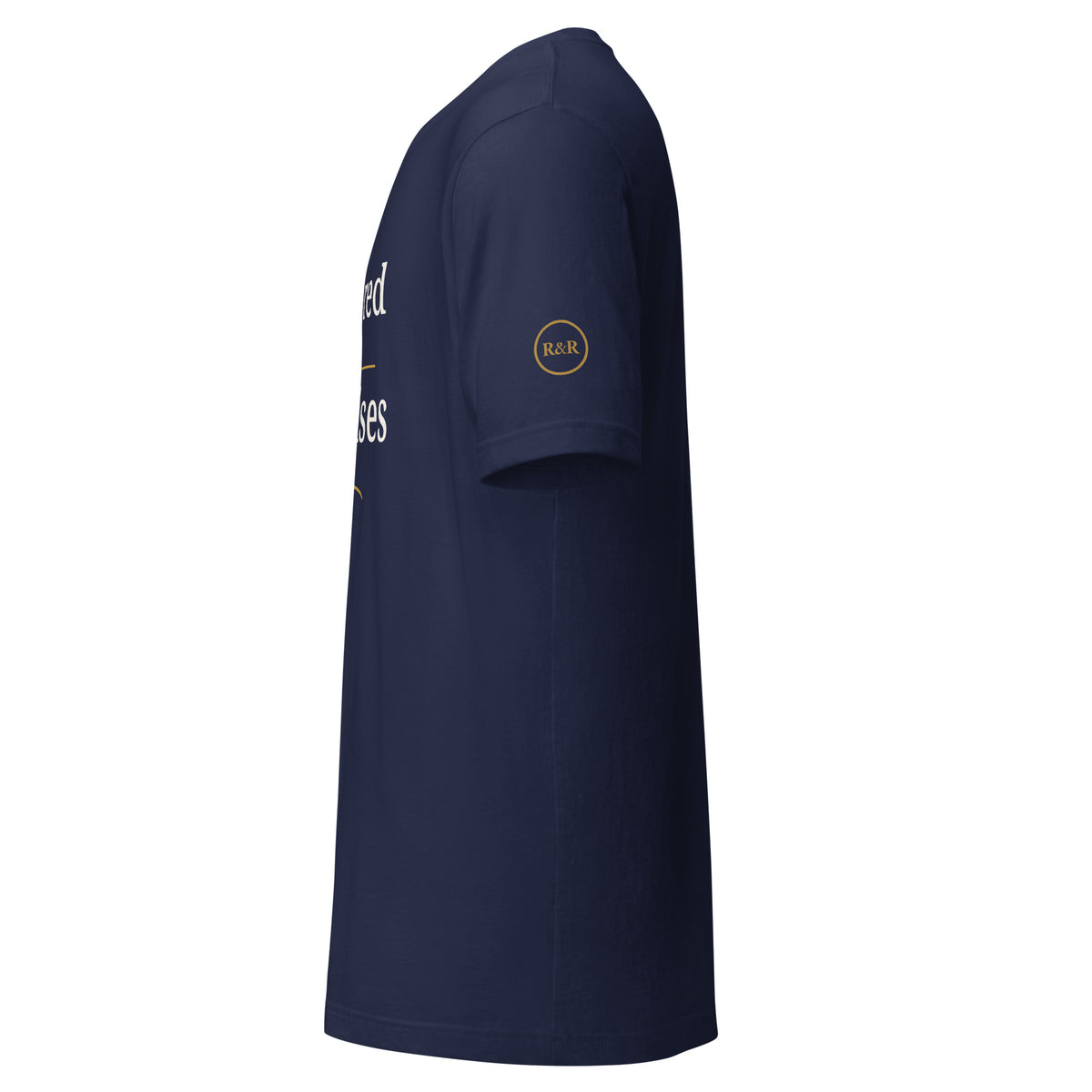 Hope — Anchored in His Promises Tee in Navy, left sleeve view