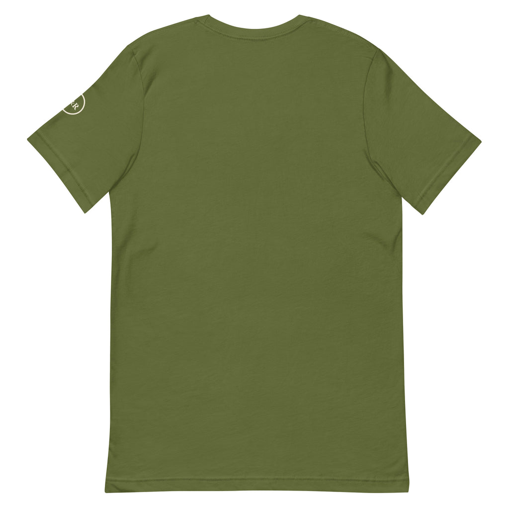 Restored — Made Whole Tee in Olive, back view