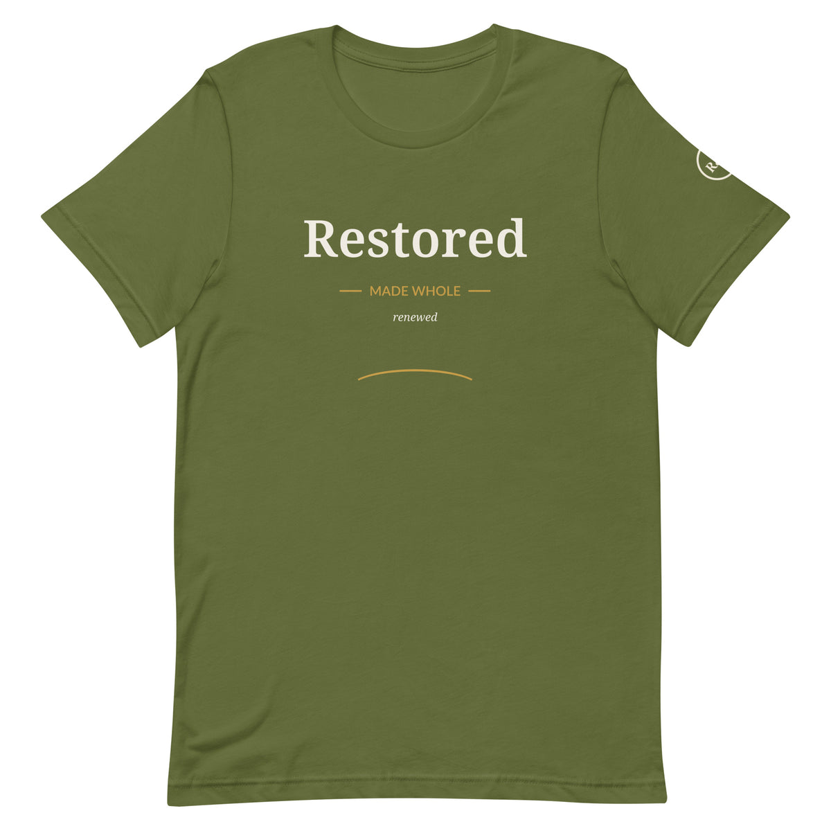Restored — Made Whole Tee in Olive, front view